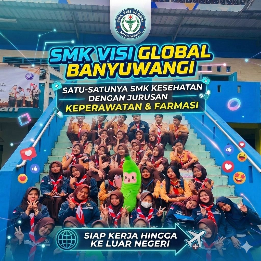 SMK VISI GLOBAL BANYUWANGI, SATU-SATUNYA SMK KESEHATAN DENGAN JURUSAN KEPERAWATAN & FARMASI, SIAP KERJA HINGGA KE LUAR NEGERI